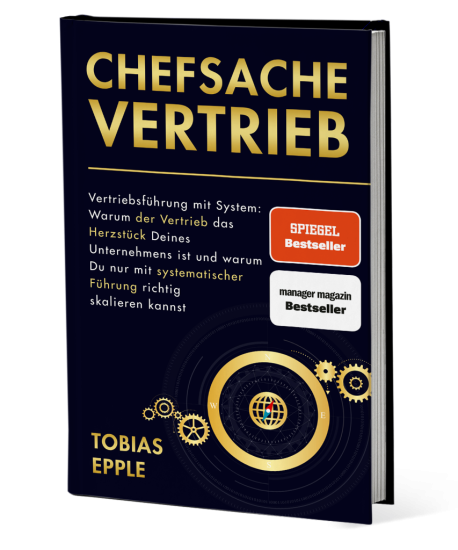 Schwarzes Buchcover mit goldener Schrift "Chefsache Vertrieb" von Tobias Epple